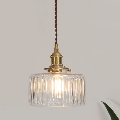 Pendant lamp with cylindrical glass and crystal accents – E27 socket